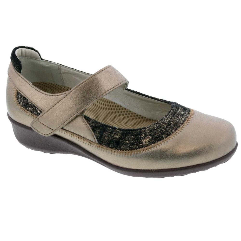 Drew Rose Genoa Mary Jane Orthopedic Shoes Size 8W Wide 14316 Metallic Leather